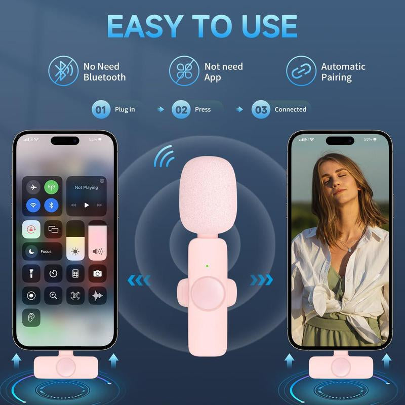 Premium Wireless Lavalier Microphone for iPhone, iPad & Android - Clip-On Omnidirectional Mic for Interviews, Podcasts, Vlogs & TikTok